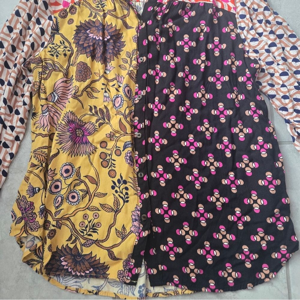 Anthropologie Maeve The Paz Floral and Geometric Button Down Shirt EUC SIZE XL - Picture 4 of 6